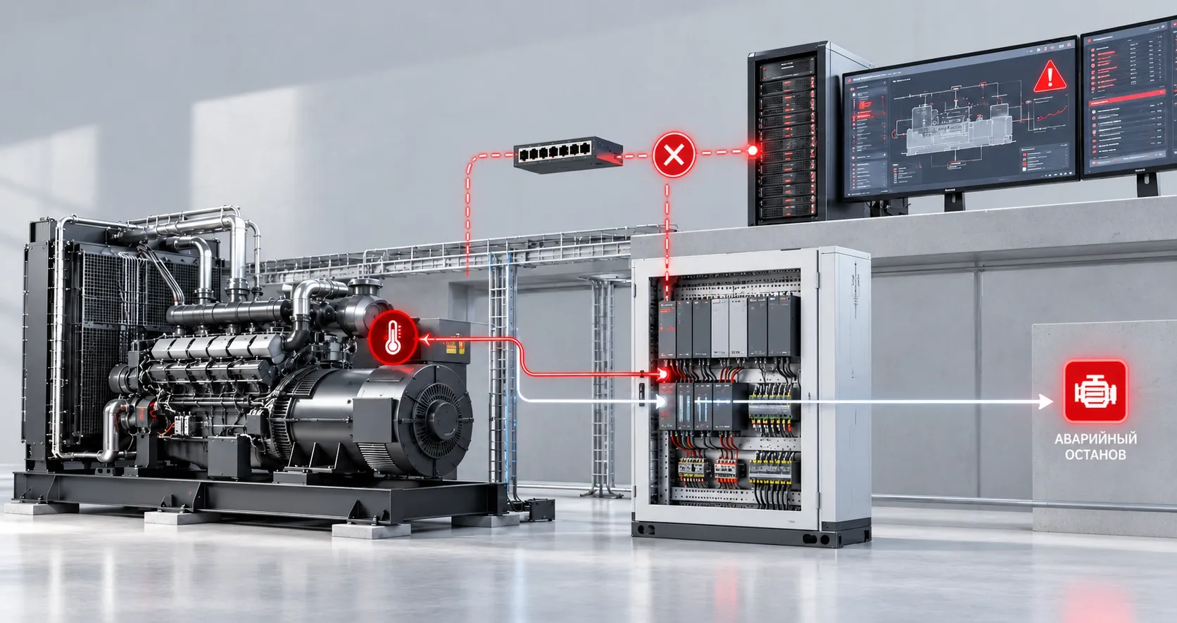 Аварийная остановка генератора при потере связи со SCADA